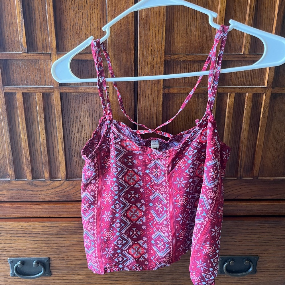 Mudd Pink Tie Front Crop Camisole